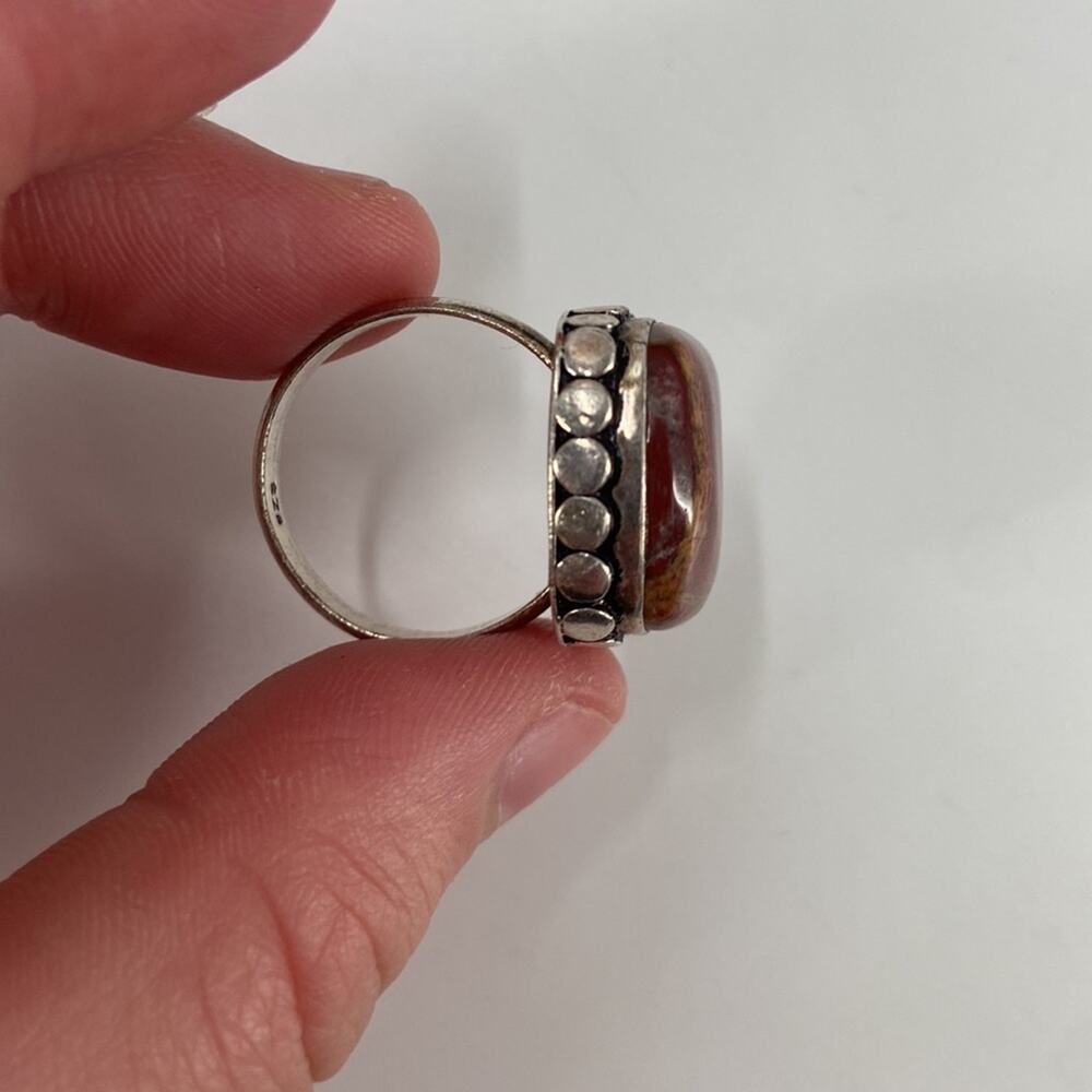 Sterling Silver Red Jasper Statement Ring Size 8.5 - image 6